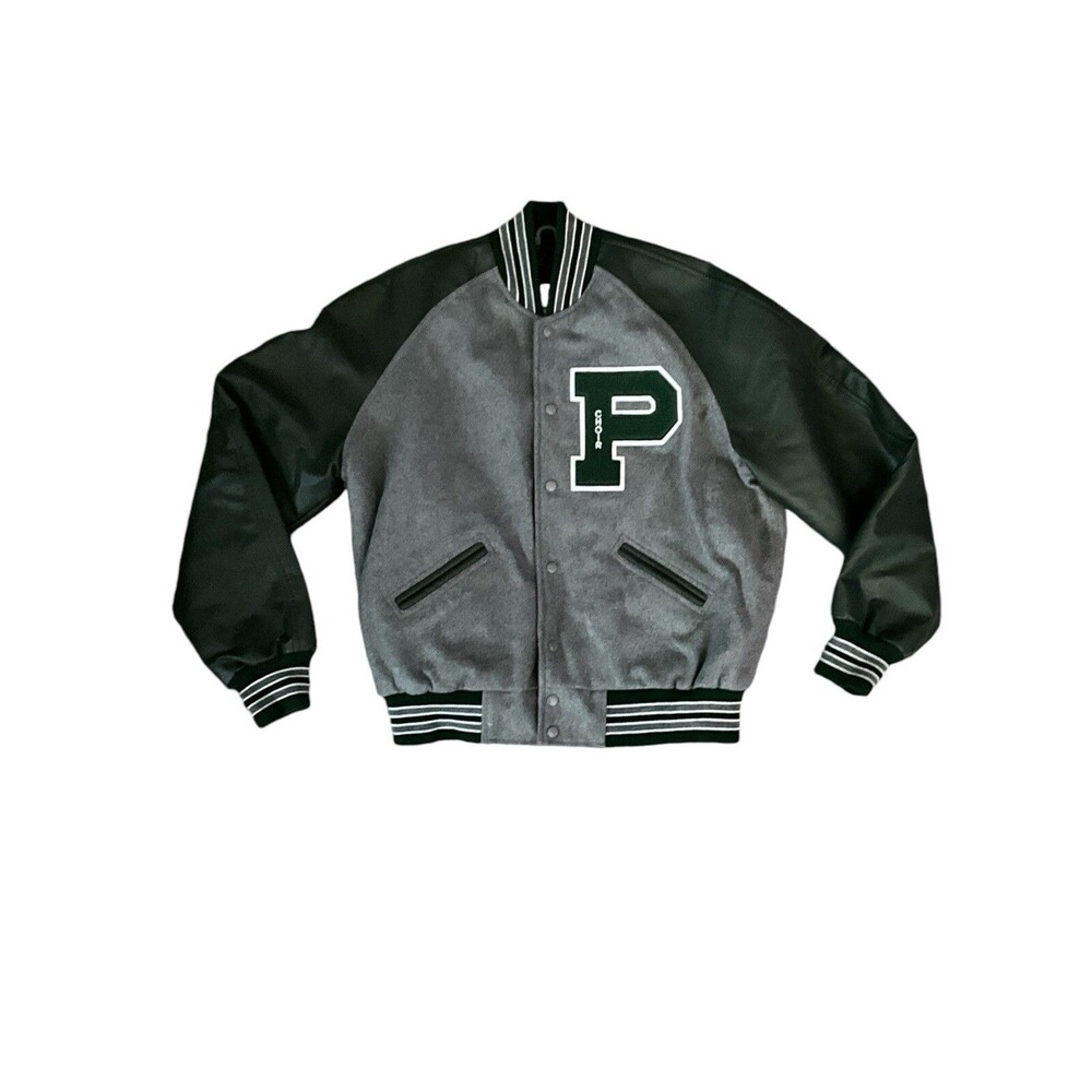 Vintage Y2K Maverick Awards Letterman Varsity Green Gray  Classic Jacket Large